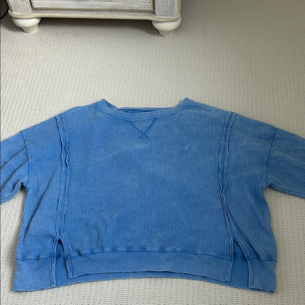 AE Blue Oversized Waffle Knit Sweater